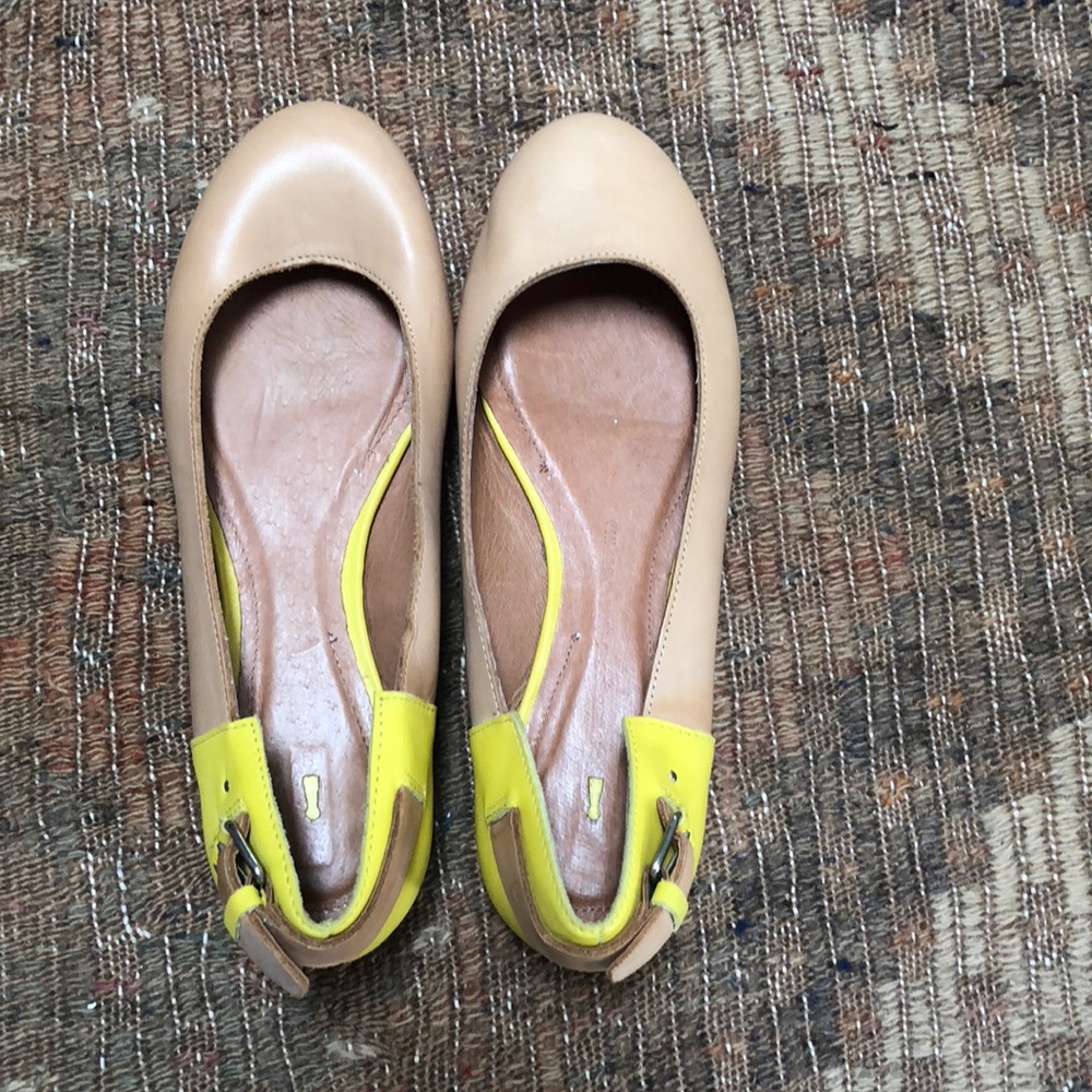 Anthropologie Schuler & Sons nude and yellow flats